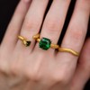 Leaocean SERPENT RING WITH GREEN STONES Crystal Snake Ring, Gold