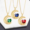 YONVUN Crystal Zircon Moon Heart Pendant Crescent Necklace | Plated
