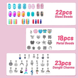 LauCentral Pack of 73 Charm Bracelet Kit, Jewellery Crafts, Girls Bracelets, DIY Toy for Children, Birthday, Christmas, Easter Gifts, Gifts 4 5 6 7 8 9 10 11 12 13 Years