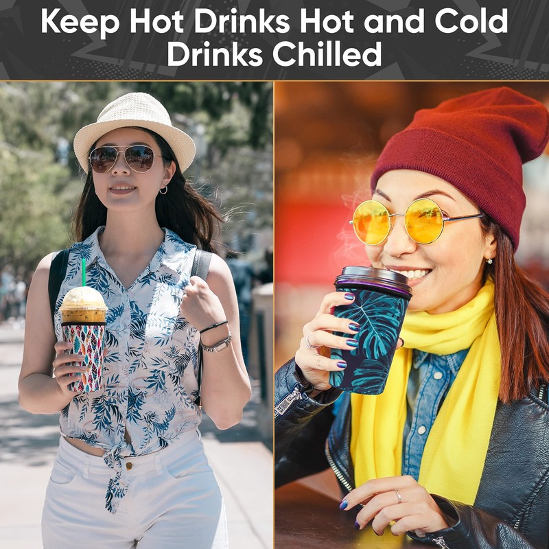 BAXENDALE AND CO Reusable Neoprene Insulator Sleeves for Iced Coffee