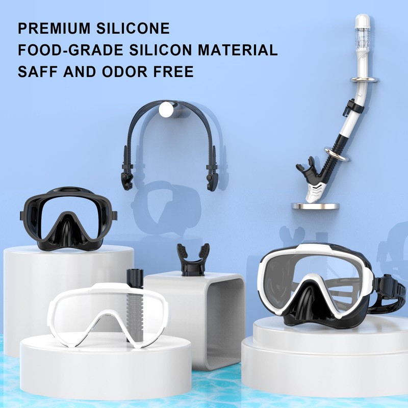 EMSINA Dry Snorkel Set,Panoramic Wide View,Anti-Fog Scuba Diving Mask,Professional Snorkeling