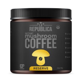 La Republica Founders RESERVE Mushroom Coffee (Super-Premium Coffee with 50% more shrooms, best tasting instant on the planet small batch full fruiting bodies extract (35 servings)