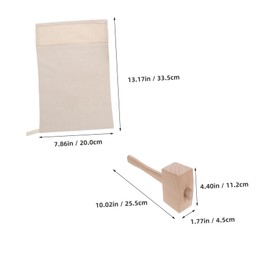 Zerodeko 2pcs Reusable Canvas Ice Crushing Bag with Wood Mallet Bartender Tool for Quick Crushed Ice Nuts for Home Bars Restaurants