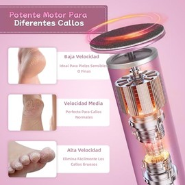 Lima Eléctrica Para Pies, Removedor De Callo Para Pies Velocidad Ajustable, Lima De Callos De Pies Con 60 Hojas De Lija Repuesto, USB Plug And Play Pu