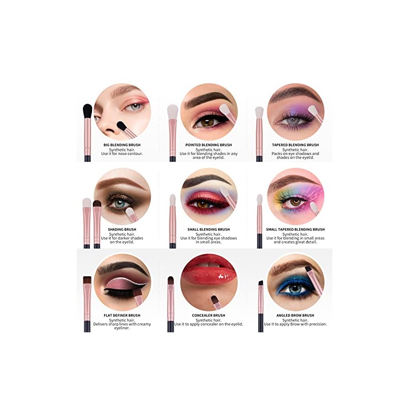 Docolor Eye Brush Set Professional Eye Makeup Brushes Eyeshadow Eyeliner