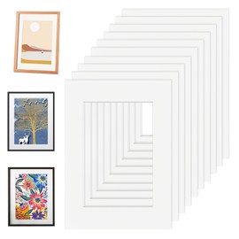 Pack of 10 Passepartout, Passepartout Cardboard 14.5 x 20 cm, White Passepartou Interior for Pictures, Art Prints, Photos, Passepartout, A4, Outer Dimensions: 21 x 29.7 cm