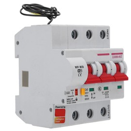 AC220V Smart WiFi Circuit Breaker Miniature Circuit Breaker PA66-DSM Flame Retardant Shell Support WiFi Mobile Phone APP Remote Control(3P 63A)