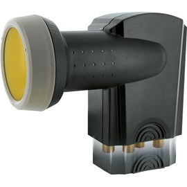 Schwaiger 714371 Digital Premium Quad LNB (Charcoal) for Two Participants with Sun Protect and Pull-Out Weather Protection, Gold-Plated Connectors for the Highest Quality (Full HD, 3D, Ultra HD / 4K)