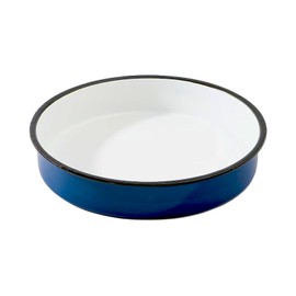 Granite bowl Enamel Roasting Pan - 12.6 Inch Large Round Blue baking pan for Turkey, Chicken, Vegetables - Dishwasher Safe, Heavy Duty Bakeware with 2.4 Inch Depth, Oven & Broiler Safe