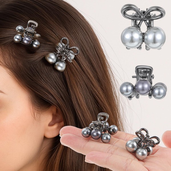 DOPENSPI 4PCS Small Cherry Hair Clips, Pearl Hair Claw Clips