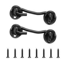Yosawa 2 Pack 3 Inch Privacy Hook and Eye Latch，Black Barn Door Lock Gate Latch Stainless Steel Gate Lock Cabin Hooks with Screws for Gate Shutters Window Slide Barn Shed Cabinet Bathroom(75MM/FG)