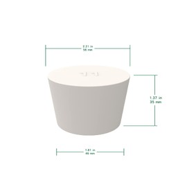 FunChem Pack of 5 Solid Rubber Stoppers, Size 11#, White Tapered for Lab Caps and Plugs