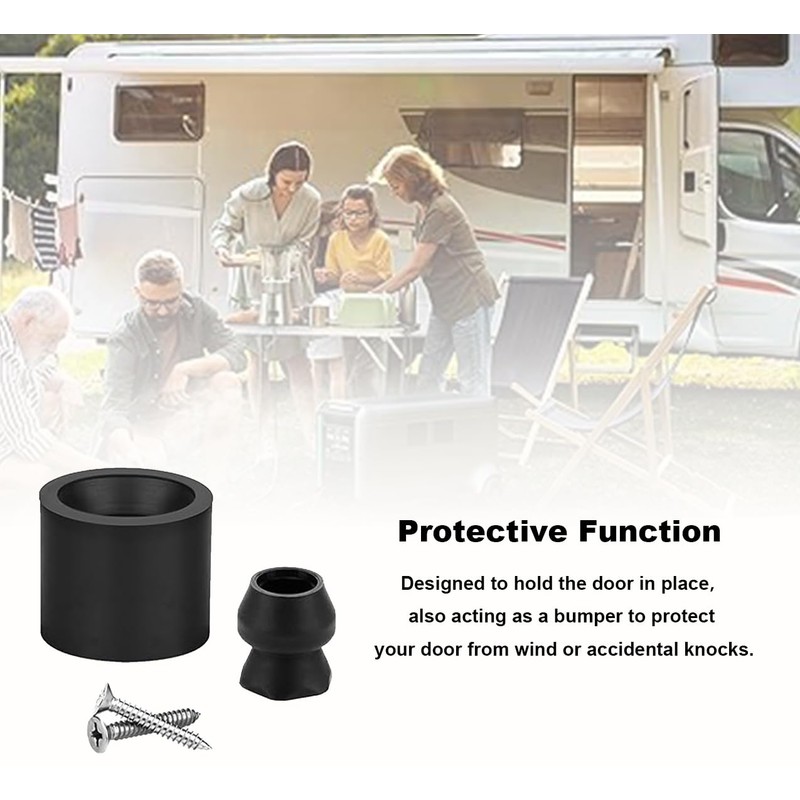 RV Trailer Door Holder Kit, Low Profile Rubber Bumper, 2