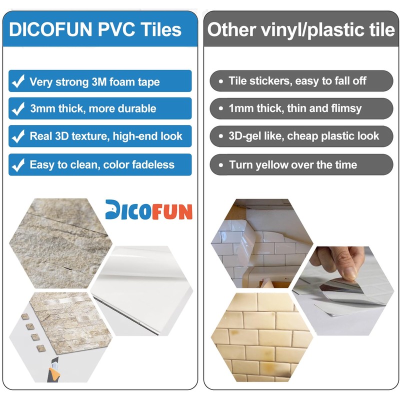 DICOFUN Peel and Stick Backsplash Wall Tile, 1 Sheet Sandstone
