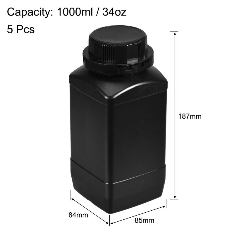 uxcell Plastic Lab Chemical Reagent Bottle, 1000ml/ 34oz Wide Mouth