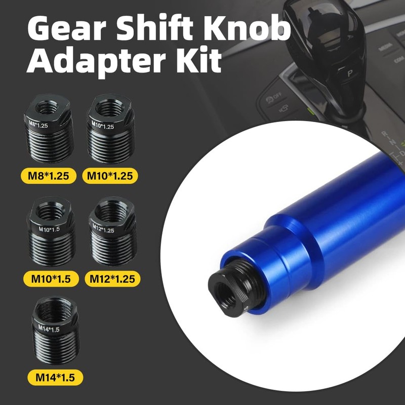 BIAQI Gear Shift Knob Adapter Kit – 5-Pack Universal Fit