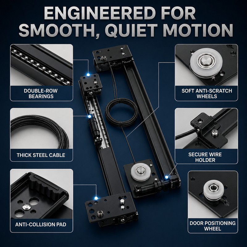 Hidden Folding Swing Door Track Hardware Kit for Cabinet and