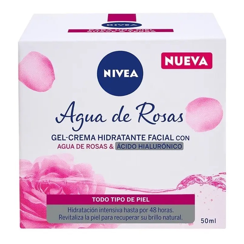 Gel Crema Facial Nivea Agua Rosas Ácido Hialurónico 50ml