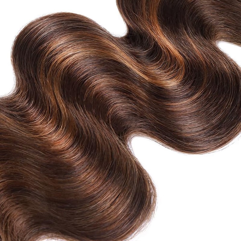 Dokksiiia P430 Highlight Body Wave Bundles Human Hair Chocolate Brown