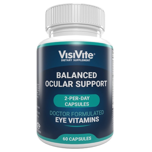Eye Vitamins - VisiVite Doctor Formulated Balanced Ocular Support - Eye Supplement - Advanced Eye and Vision Support - Vision Enhancer with Grapeseed Extract & Bilberry Eye Vitamin