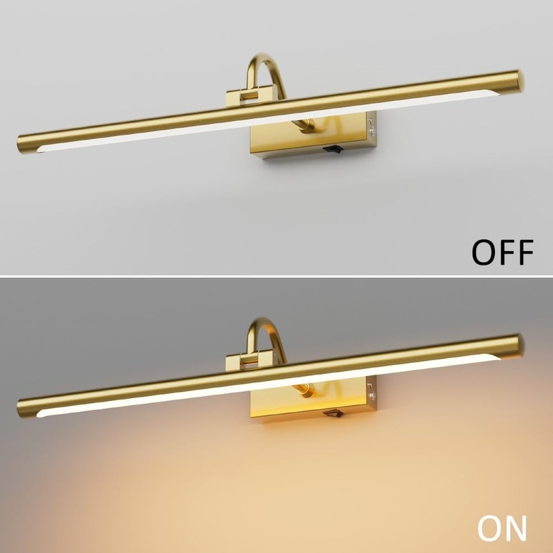 Aipsun 23.6" Brass Picture Lights for Wall Rechargeable,12000mAh Battery Operated