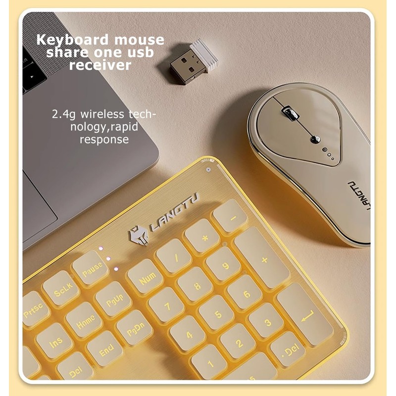 Wireless Keyboard and Mouse Combo, 2.4G Rechargeable Full Sized Backlit