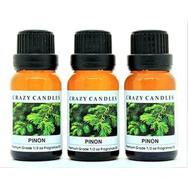 Crazy Candles Pinon 3 Bottles 1/2 Fl Oz Each (15ml) Premium Grade Scented Fragrance Oil (Pine & Cedar Aroma)