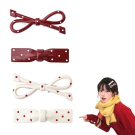 Polka Dot Bow Hair Clips for Women French Hair Accessories Red White Bow Small HairPins Vintage Bangs HairClip Polka Dot HairBarrettes Alligator Side HairClips 4PC