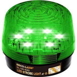 Seco-Larm SL-1301-EAQ/G Luz estroboscópica LED verde con 6 LED, solo flash, vida útil de más de 50000 horas (más de 5.7 años); lente de alto impacto y resistente al calor, resistente a la intemperie,