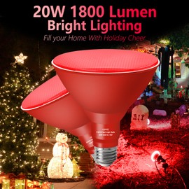 LOXYEE PAR38 Flood Red Light Bulb,4 Pack-Dimmable,E26 Base Red Flood Light Outoor(20W Replace to 200W),Red Light Bulb Outdoor Porch,Colored Light,Spot Light,Halleween,Christmas Lighting