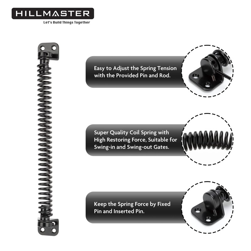 HILLMASTER 12" Gate Spring Self Closing Outdoor Door Spring Automatic