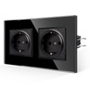 JIMEIDA Double Socket Flush-Mounted 16 Amp with Black, Tempered Glass