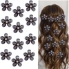 Denipry 12Pcs Mini Flower Diamond Hair Claw Clips, Sweet Crystal Rhinestone Small Hairpins Flower Hair Accessories for Women Girls Kids Daily,Party,Wedding,Photograph(Black)