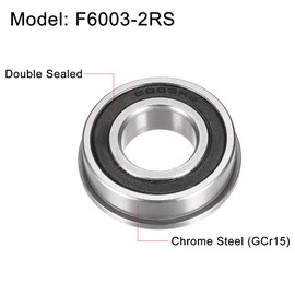 sourcing map F6003-2RS Flanged Ball Bearing 17x35x10mm Double Sealed Chrome Steel Bearings 2pcs