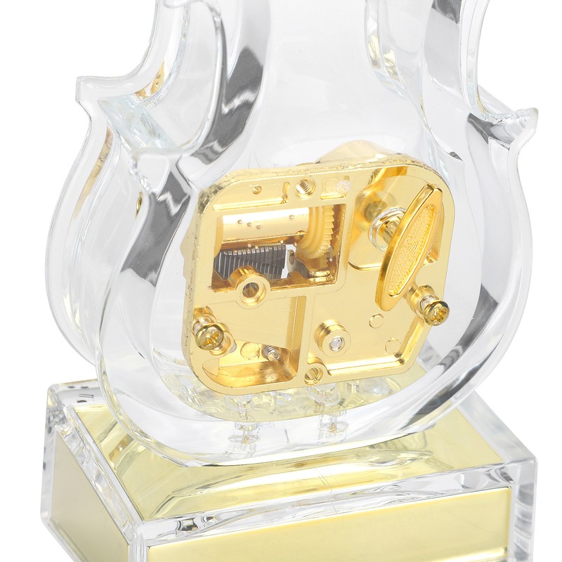 Cello Shaped Music Box with LED Lights Transparent Musical Box
