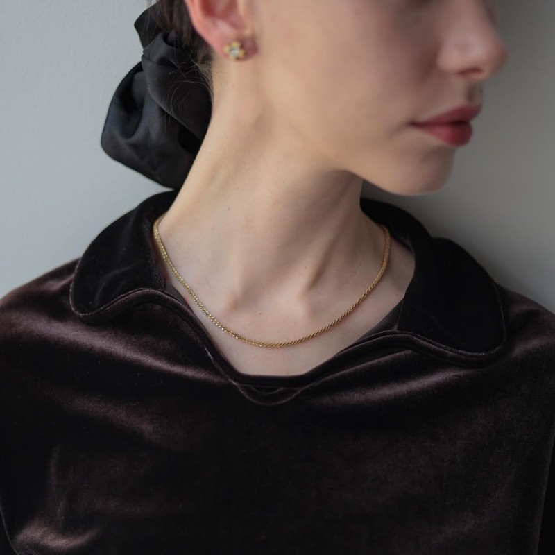 [AJIRO ACCESSORY] N054 Necklace, Silver, Gold, Simple, Chain, Office, Stylish,