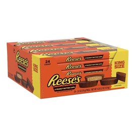 REESE'S Milk Chocolate Peanut Butter King Size Cups Candy, Bulk, 2.8 oz Bars (24