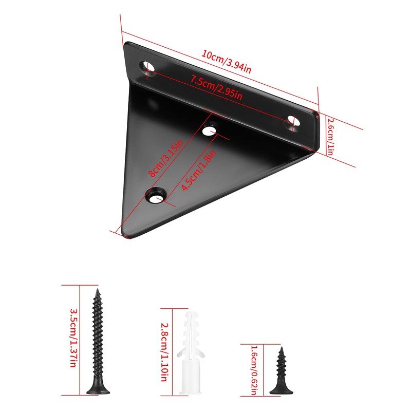 Pack of 4 Floating Shelf Brackets, Invisible Triangle Wall Brackets,