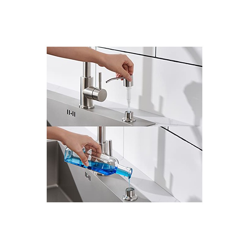 Sink Soap Dispenser Brushed Nickel, Soap Dispenser for Kitchen Sink
