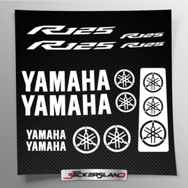 Tank and Motorbike Helmet Compatible Sticker Kit Clear Vinyl Base Easy to Apply UV Printed Logos Stickersland® - R125 R15 (White)