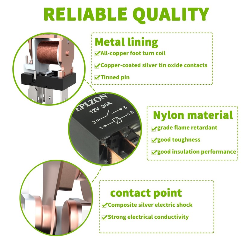 EPLZON 5 Pin 12V 30A SPDT Relay High Performance Multi-Purpose