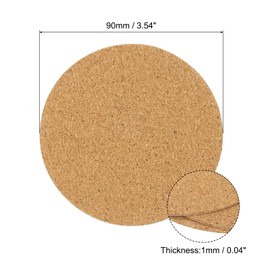 uxcell Posavasos Redondos de 90mm (3.54") de Grosor 1mm de Corcho para Vajilla 2 Unidades