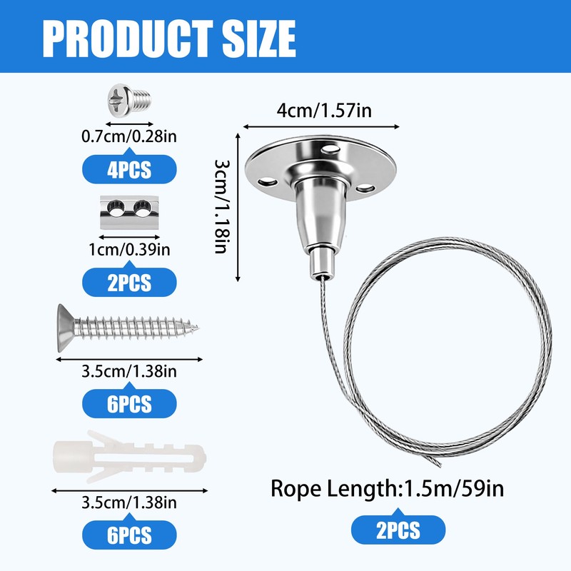 2 Pack Adjustable Ceiling Curtain Rod Bracket Kit 59 Inch