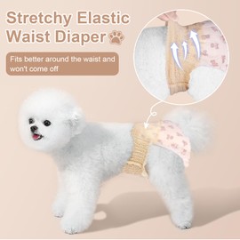 Ambreview Dog Diapers Female, Disposable Diapers for Female Dog with Stretchy Waist, Pull Up Puppy Wraps for Doggie in Heat Period Super Absorbent Leak-Proof Doggy Diaper for Dogs 30PCS (XS)