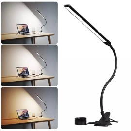 Universal LED Clip on Desk Lamp Reading Light Gooseneck 10W Eye-Caring Light Clip-on Lamp