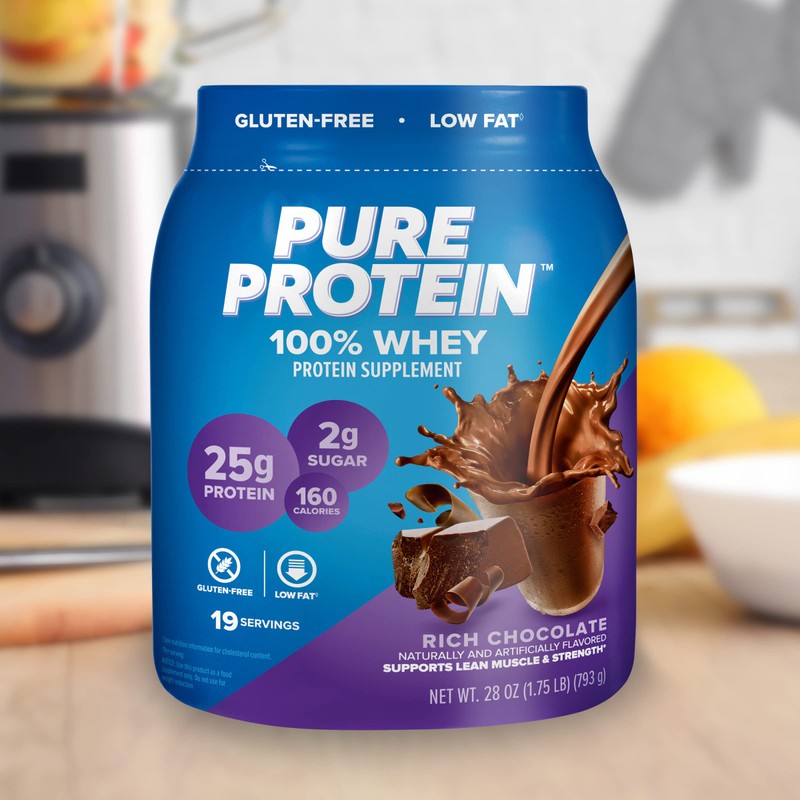 Pure Protein 100% Whey Protein Powder, Rich Chocolate, 25 g