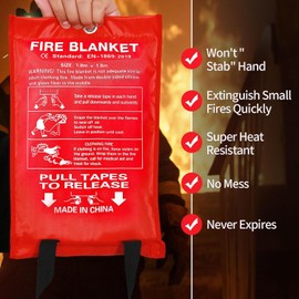 ifory Fire Blanket 2 Pack, Fire Blankets Emergency for Home, 40” x 40” Fire Blankets, Silicone and Fiberglass Fire Extinguisher for Home, for School, Fireplace, Grill, Car, Office, Warehouse