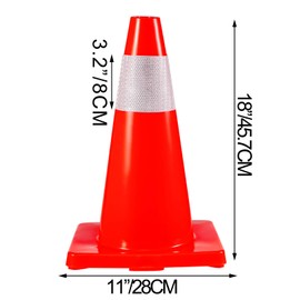 VEVOR 12Pack 18" Traffic Cones, Safety Road Parking Cones PVC Base, Orange Traffic Cone with Reflective Collars, Hazard Construction Cones for Home Traffic Parking