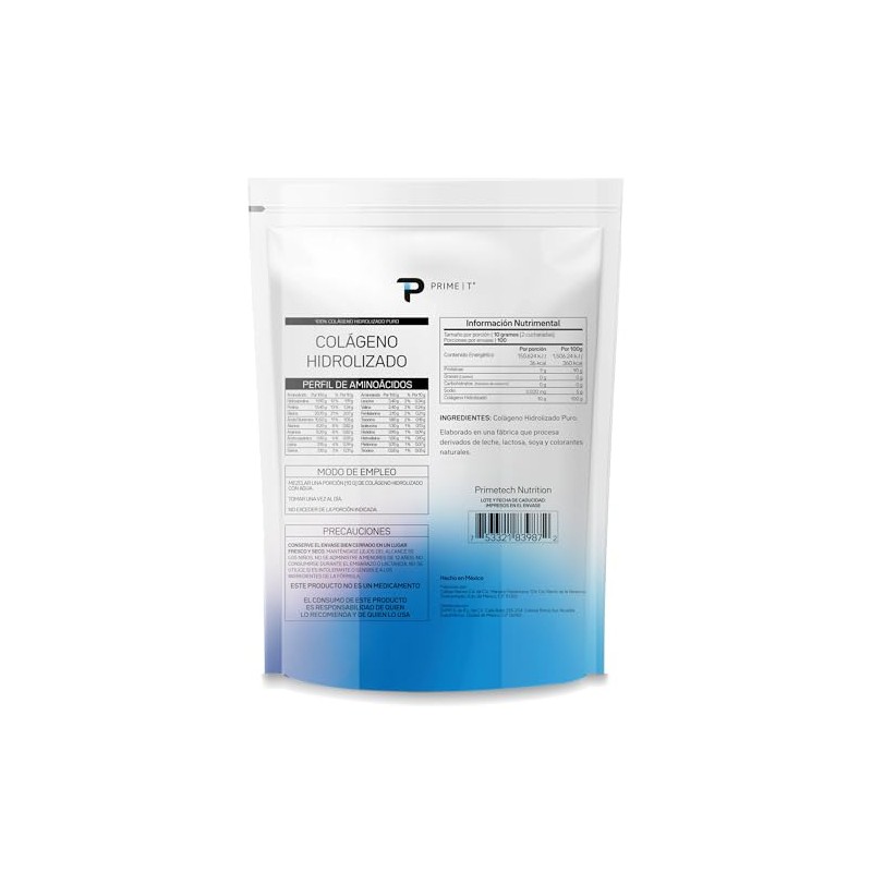 Primetech Nutrition Péptidos Colágeno Hidrolizado En Polvo Puro 1 Kg