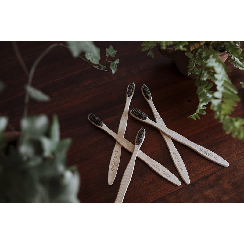 Ecowood Cepillo de Dientes 100% de Bambú Biodegradable con Cerdas